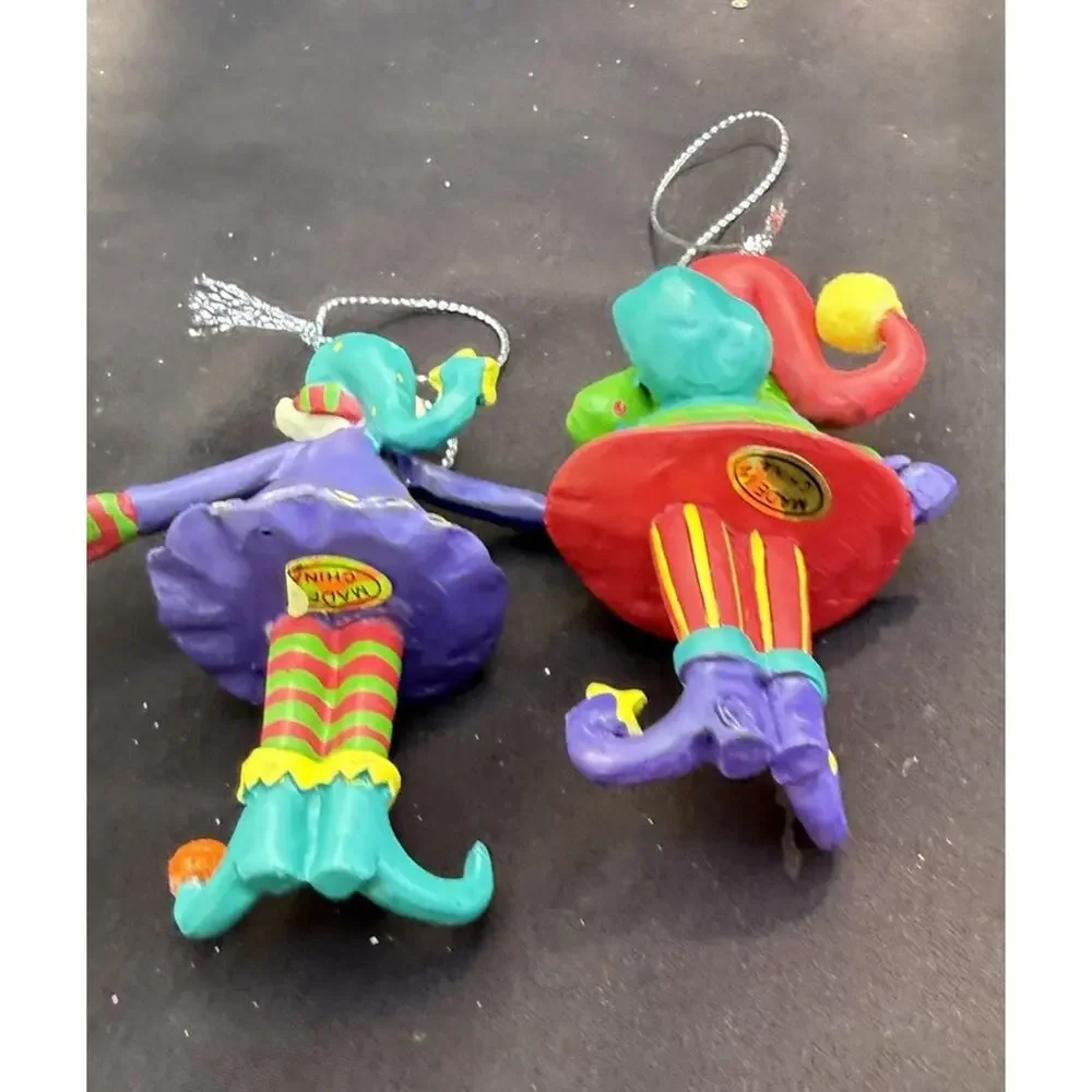 Giftcraft Inc. 614054 Twinkle Toes Resin Santa & Elf Christmas Ornaments -K2